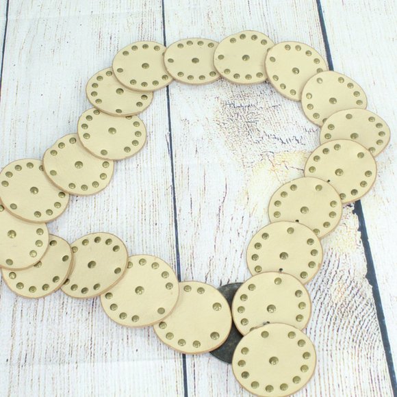 Classic Brown Leather Coin Studded Embellished Boho Morrocan Belt Size M/L - Picture 5 of 8